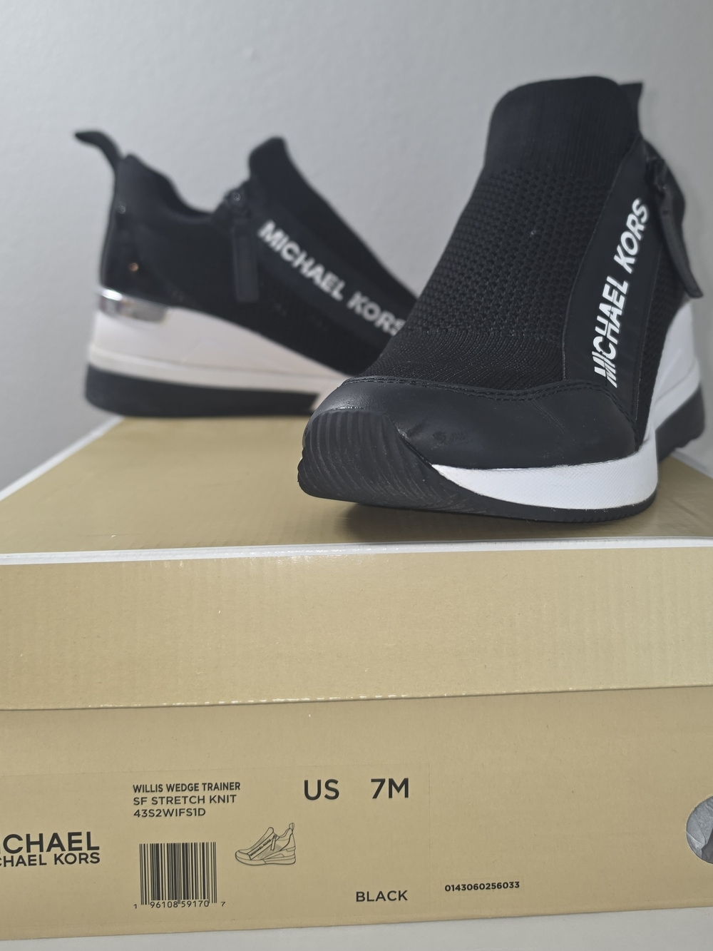 MICHAEL KORS Black Slip-On Wedge Sneakers - Picture 2 of 4